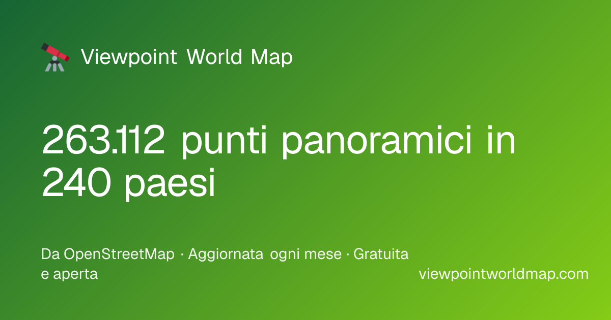 Viewpoint World Map — Scopri 118.685 punti panoramici in tutto il mondo